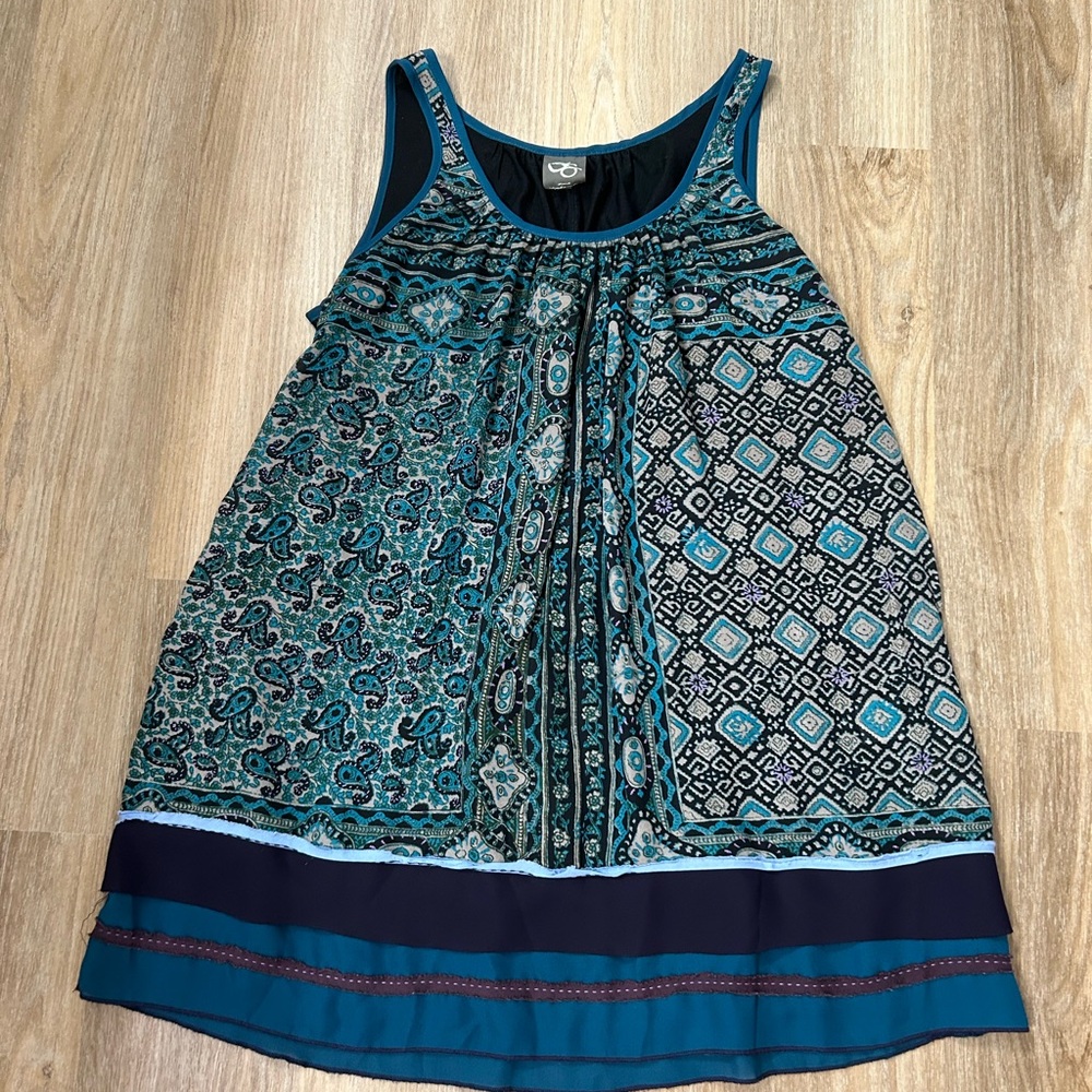Anthropologie Blue Sleeveless Scoop Neck Tunic